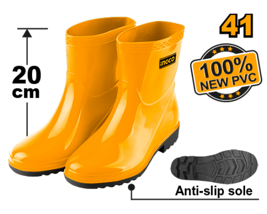 INGCO Short Rubber Boots PVC Waterproof Size 41 Height 20cm SSH102L.41