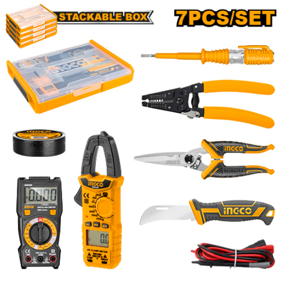 INGCO HKTV01T071 7pc Telecom Tool Set Stackable Case