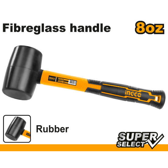 INGCO HRUH8208 Rubber Mallet 220g 8oz Fibreglass Handle