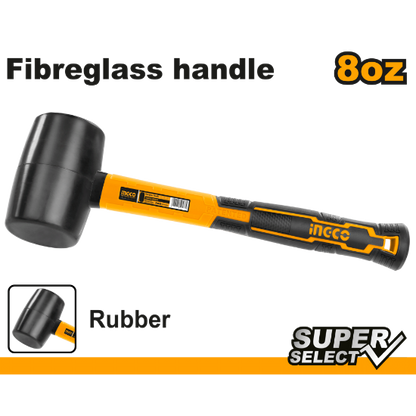 INGCO HRUH8208 Rubber Mallet 220g 8oz Fibreglass Handle