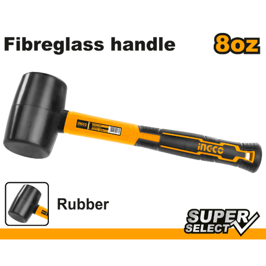 INGCO HRUH8208 Rubber Mallet 220g 8oz Fibreglass Handle