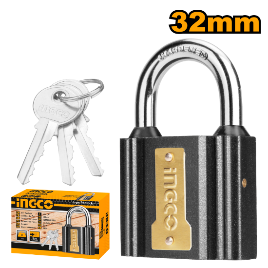 INGCO DIPL0301 Iron Padlock 32mm 1.25in Grey