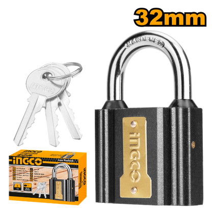 INGCO DIPL0301 Iron Padlock 32mm 1.25in Grey