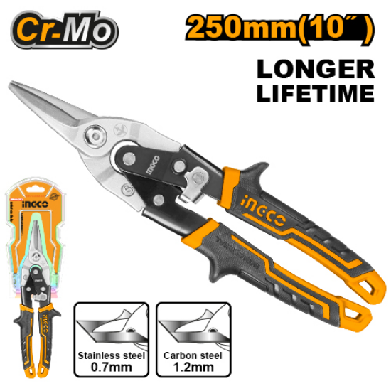 INGCO HTSN2610S Straight Cut Tin Snips 10in 250mm
