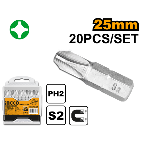 INGCO Screwdriver Bits PH2 25mm 20pcs SDB11PH213
