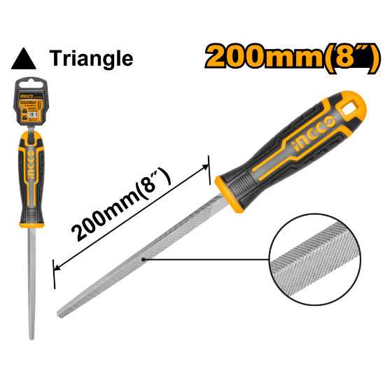 INGCO HSTF088 Triangular Steel File 8in 200mm T12