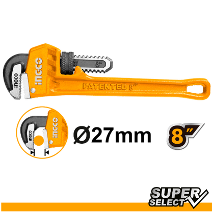INGCO Pipe Wrench 8in 27mm HPW0828