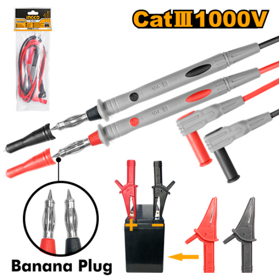 INGCO TL31432 | شرائط فحص كهرباء CAT III 1000V مع كلابس
