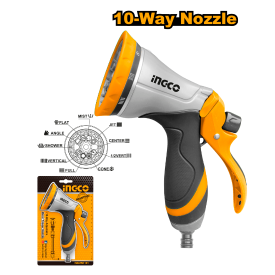 INGCO HZATN1101 10-Pattern Metal Spray Nozzle 3/4in