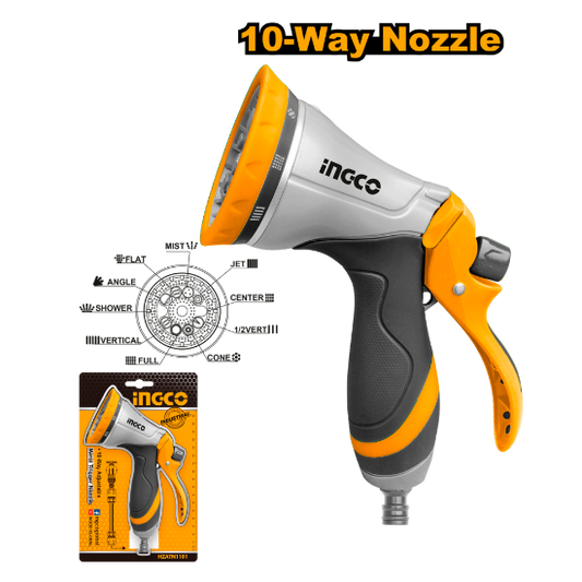 INGCO HZATN1101 10-Pattern Metal Spray Nozzle 3/4in