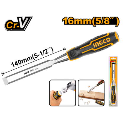 INGCO HWC0816 Wood Chisel 16mm 5/8in x 140mm Cr-V