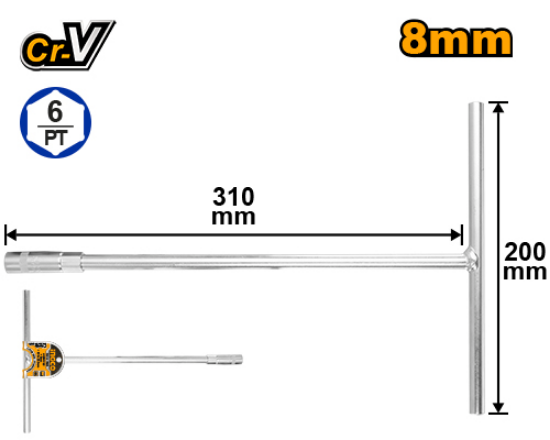 INGCO T-Handle Socket Wrench 8mm HTSW0808