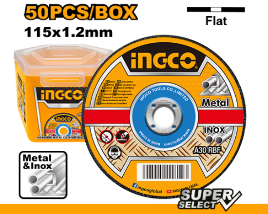 INGCO Thin Stainless Steel Cutting Disc 50pcs 115x1.2mm MCD1211550