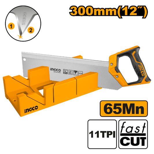 INGCO Mitre Saw with Mitre Box 300mm 12in HMBS3008