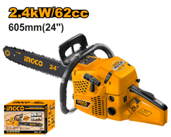 INGCO Petrol Chainsaw 62cc 2.4kW 24in GCS5602411