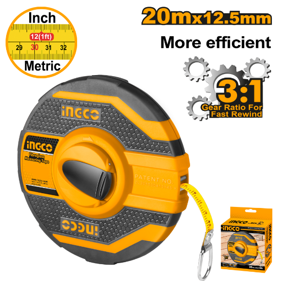 INGCO HFMT8120 | مازورة قياس فايبر 20 م