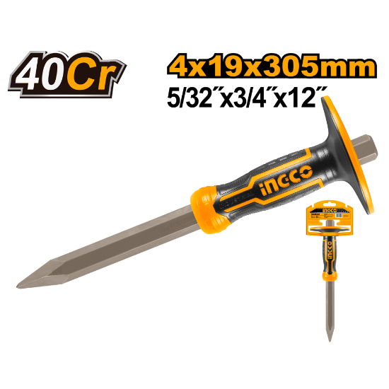 INGCO Point Chisel with Hand Guard 19x305mm 40Cr HCC850419