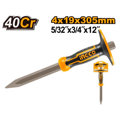 INGCO Point Chisel with Hand Guard 19x305mm 40Cr HCC850419