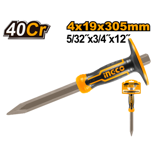 INGCO Point Chisel with Hand Guard 19x305mm 40Cr HCC850419