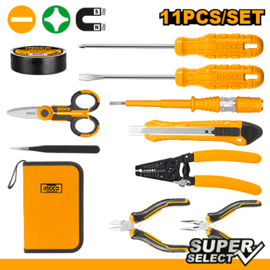 INGCO Electrician Tool Set 11pcs with Canvas Bag HKETS0111