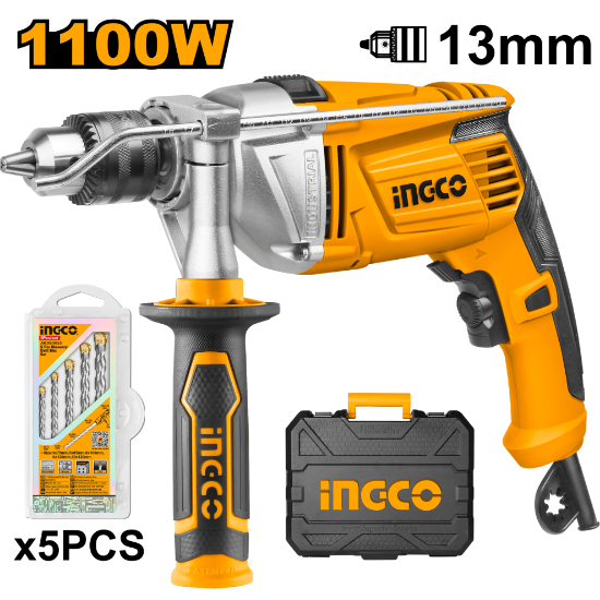 INGCO Impact Drill 1100W 13mm with Carry Case ID11008-1