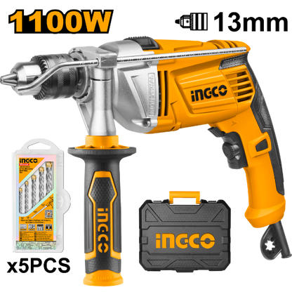 INGCO Impact Drill 1100W 13mm with Carry Case ID11008-1