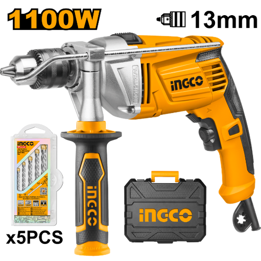 INGCO Impact Drill 1100W 13mm with Carry Case ID11008-1
