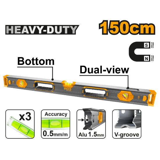 INGCO HSL68150 Magnetic Spirit Level 150cm