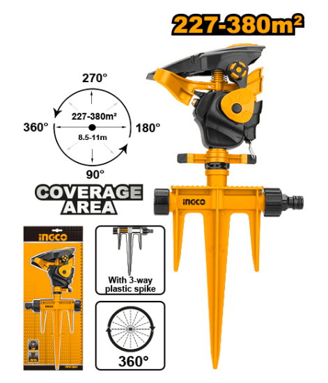 INGCO HPS13601 Impulse Sprinkler 360 Degree with Spike 3/4in