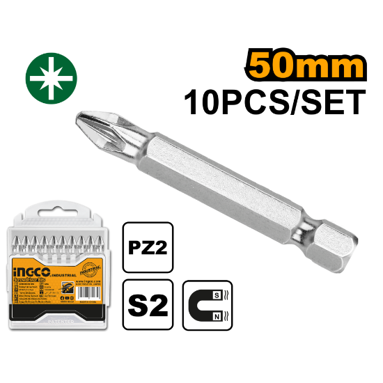 INGCO Screwdriver Bits PZ2 50mm 10pcs SDB11PZ223