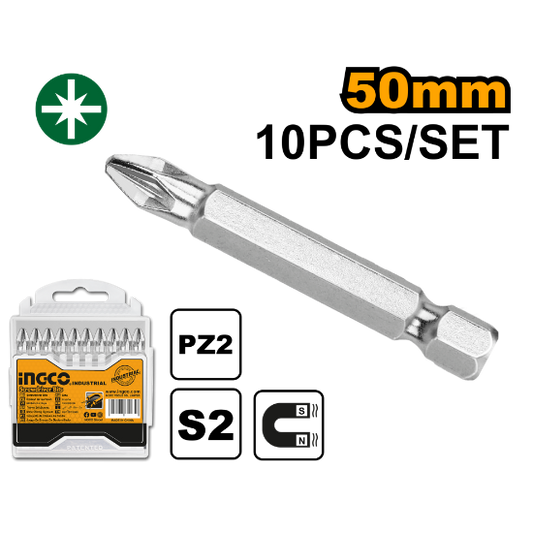 INGCO Screwdriver Bits PZ2 50mm 10pcs SDB11PZ223