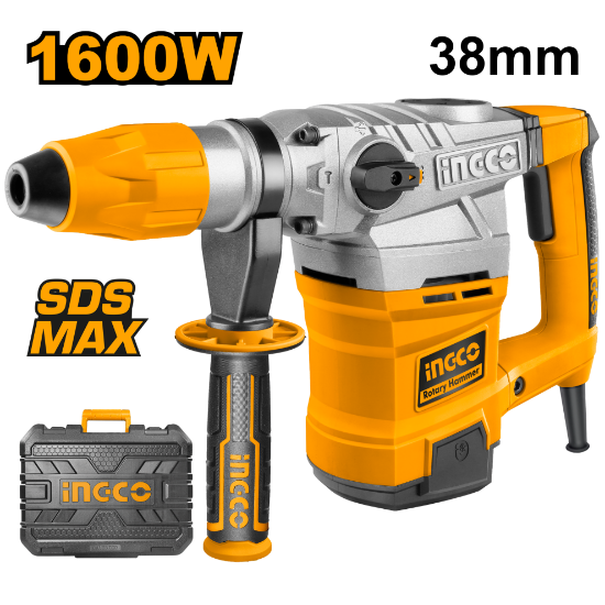 INGCO Rotary Hammer 1600W 38mm SDS-Max Anti-Vibration RH16008