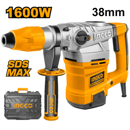 INGCO Rotary Hammer 1600W 38mm SDS-Max Anti-Vibration RH16008