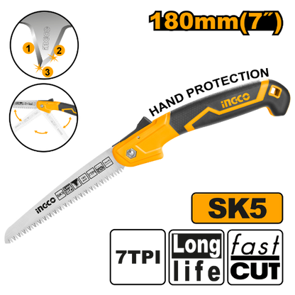 INGCO Folding Pruning Saw SK5 180mm 7in HFSW1808