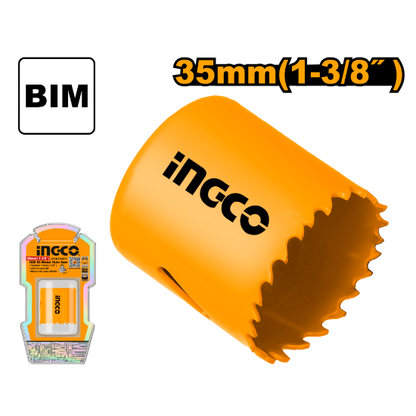 INGCO HSB10351 Bi-Metal Hole Saw for Wood & Metal 35mm Box of 10