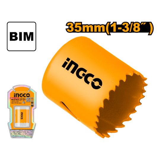 INGCO HSB10351 Bi-Metal Hole Saw for Wood & Metal 35mm Box of 10