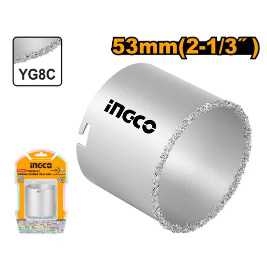INGCO HSB40531 Diamond Hole Saw for Granite 53mm Box of 10