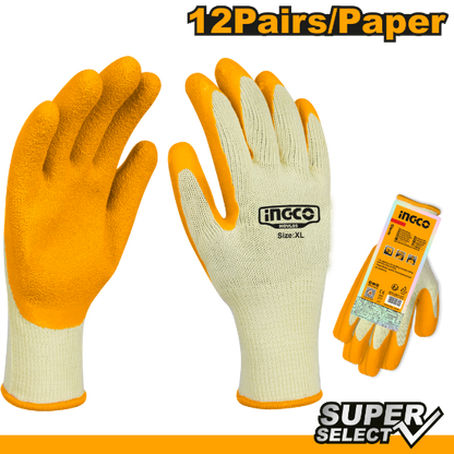 INGCO Latex Palm Dipped Work Gloves XL HGVL05