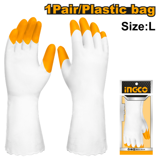 INGCO HGVP03 | قفازات PVC طويلة مقاس L 80غ