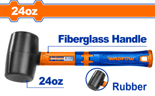 WADFOW Rubber Mallet 660g 24oz Black Fibreglass Handle WHM7306