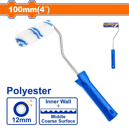 WADFOW Paint Roller with Handle 4in 12mm Polyester WCB1904