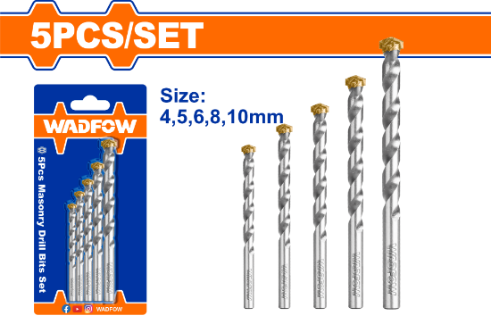 WADFOW Masonry Drill Bit Set 5pcs 4-10mm WMJ2K01