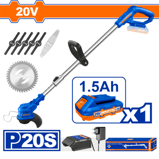 WADFOW Cordless Grass Trimmer 20V with 1.5Ah Battery and Charger WGTP511