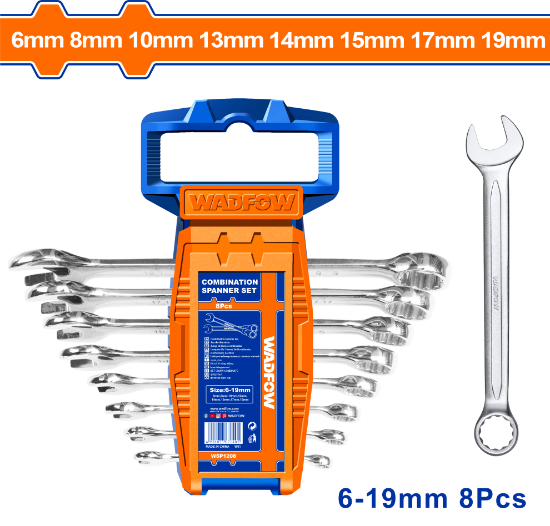 WADFOW Combination Spanner Set 8pcs 6-19mm WSP1208