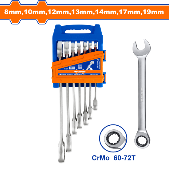 WADFOW Ratchet Combination Spanner Set 7pcs 8-19mm WSP4207