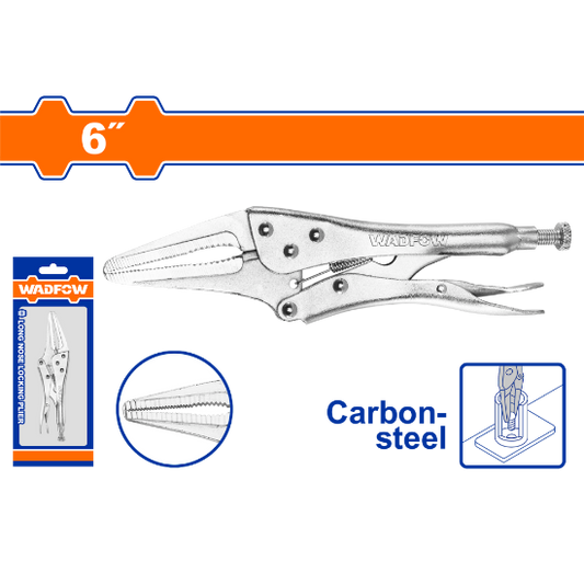 WADFOW Long Nose Locking Pliers 6in Carbon Steel WLP3106