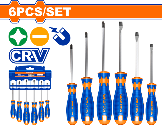 WADFOW Screwdriver Set 6pcs Cr-V WSS1206