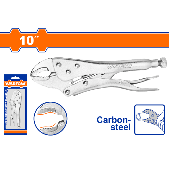 WADFOW Curved Jaw Locking Pliers 10in Carbon Steel WLP1110