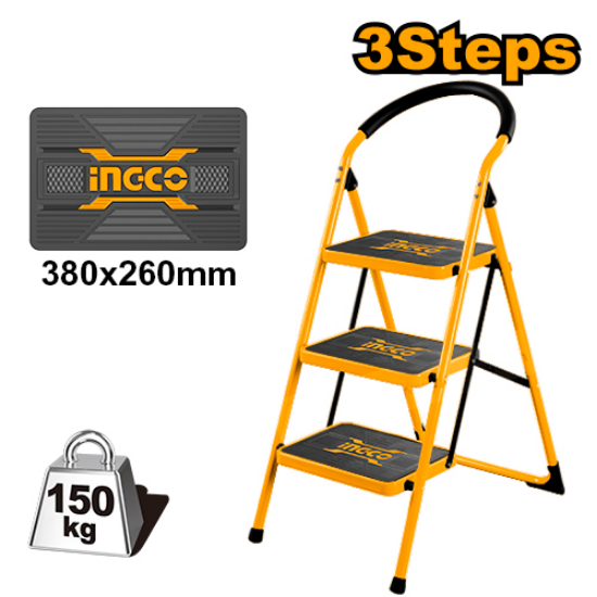 INGCO Steel Step Ladder 3 Wide Steps HLAD09031