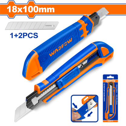 WADFOW Snap-Off Utility Knife 18x100mm with 3 Blades WSK8618
